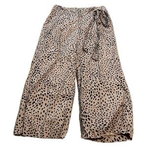 The Limited Beige and Black Printed Wide Leg Trousers